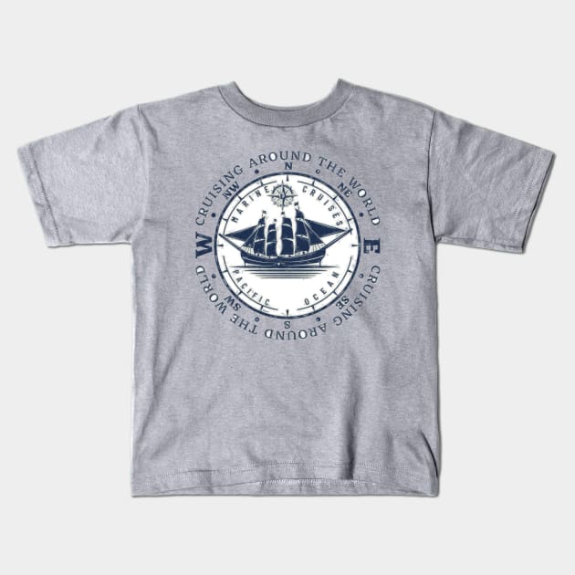 Cruising Around The World Kids T-Shirt by Mortoza Graphics